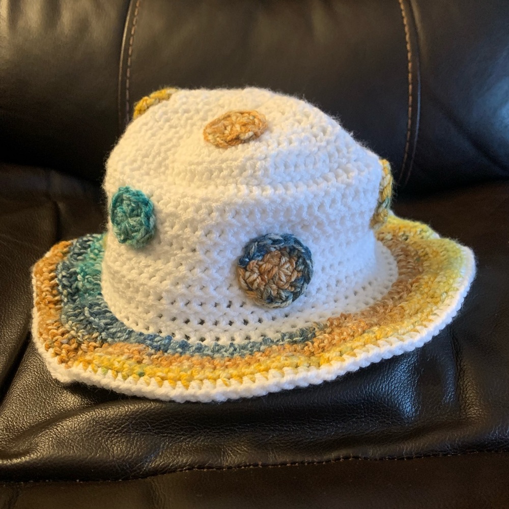 handmade crochet rainbow mushroom bucket hat